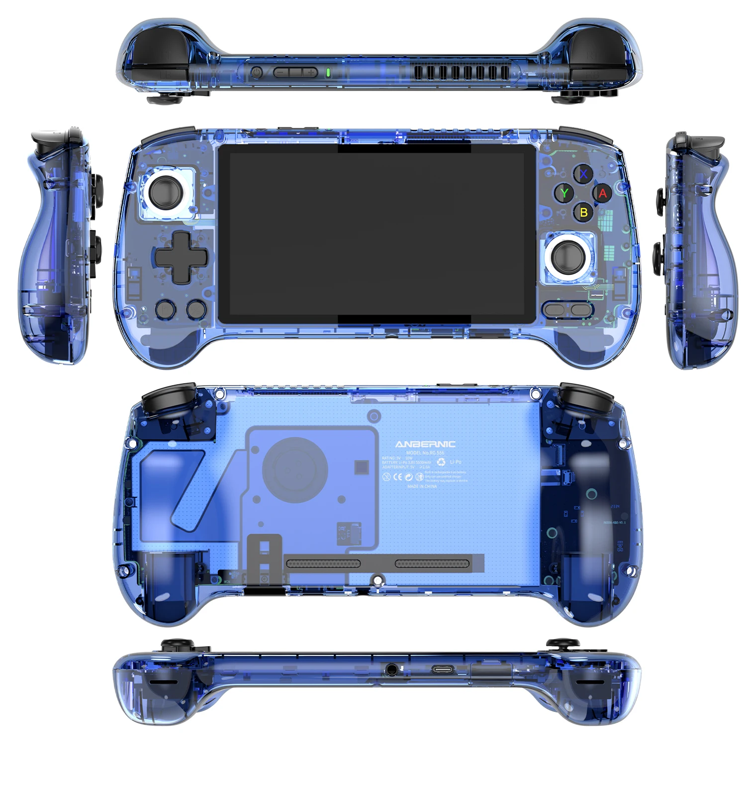 ANBERNIC RG556 Retro Handheld Game Console Android 13 System 5.48 inch AMOLED Screen T820 Video Player Built-in Hall Trigger Fan