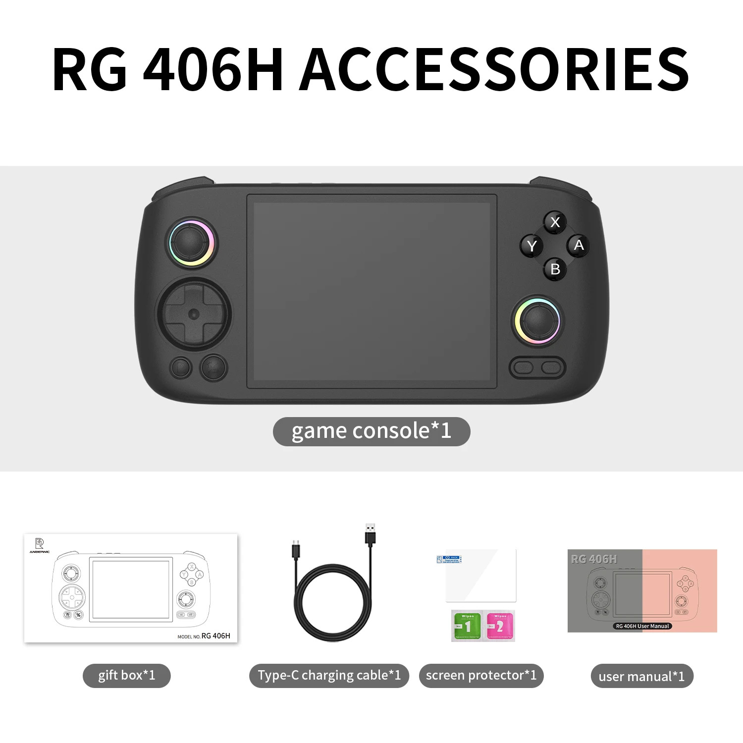 ANBERNIC RG406H Handheld Game Console 4 Inch IPS Multi-touch Screen Android 13 3D Hall joystick hall trigger Video Game RG 406H