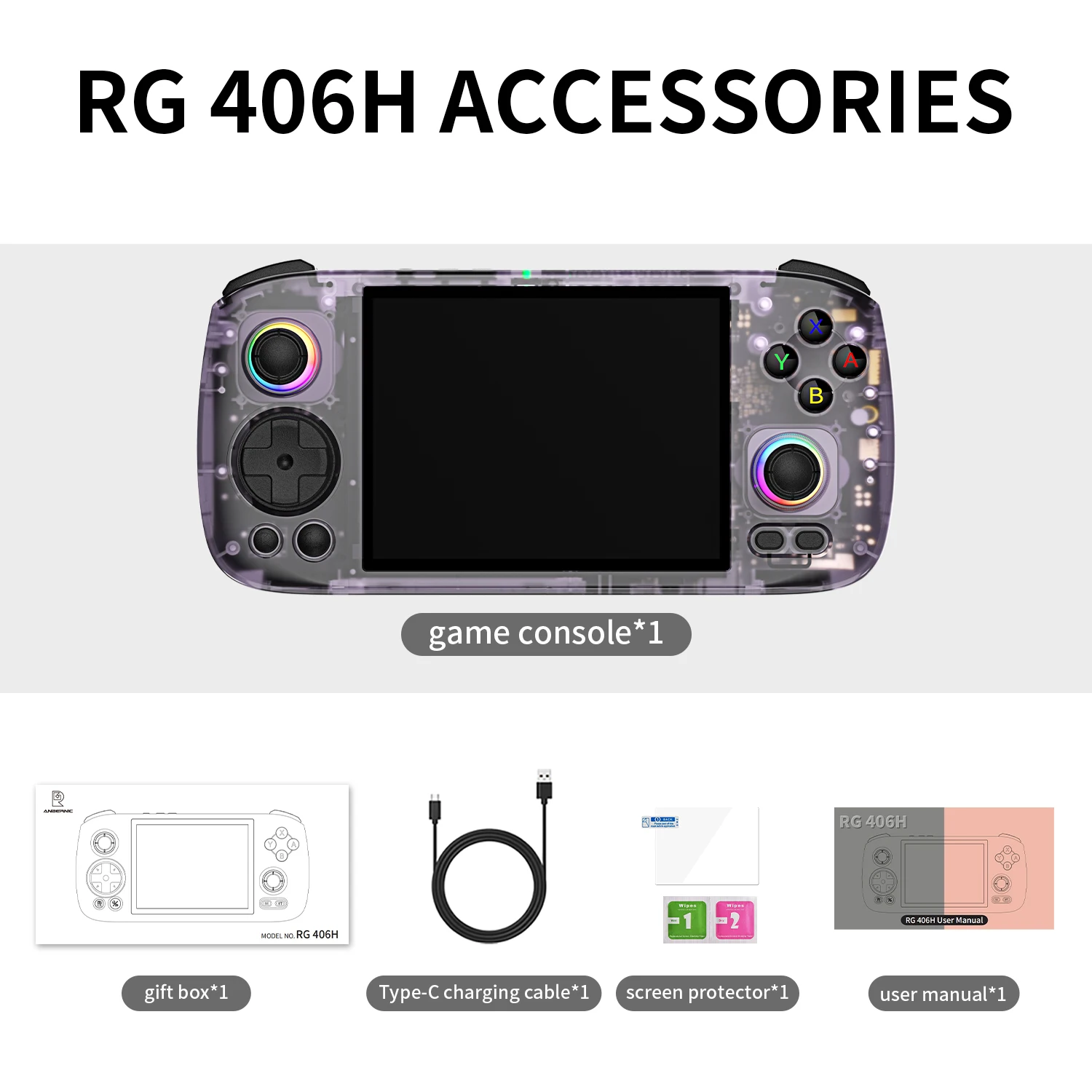 ANBERNIC RG406H Handheld Game Console 4 Inch IPS Multi-touch Screen Android 13 3D Hall joystick hall trigger Video Game RG 406H