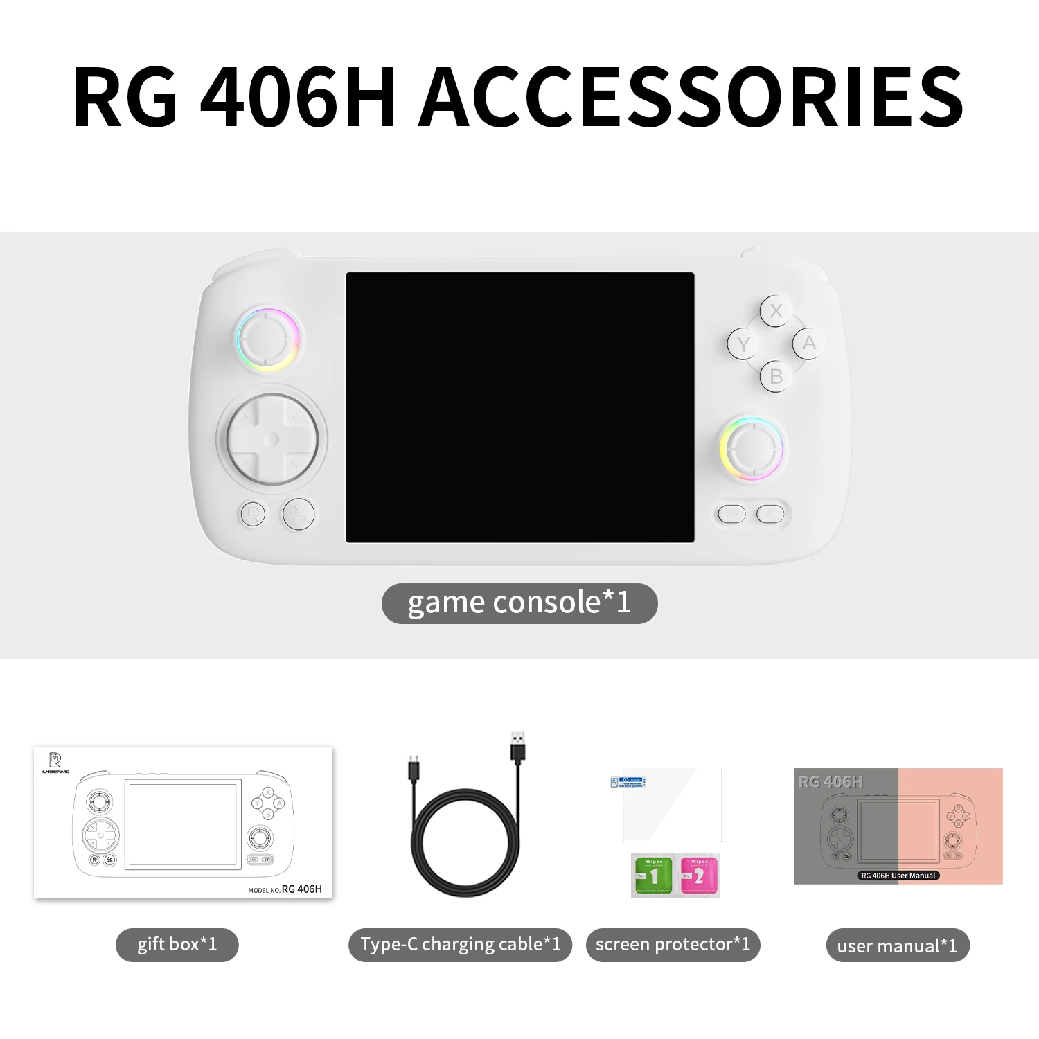 ANBERNIC RG406H Handheld Game Console 4 Inch IPS Multi-touch Screen Android 13 3D Hall joystick hall trigger Video Game RG 406H