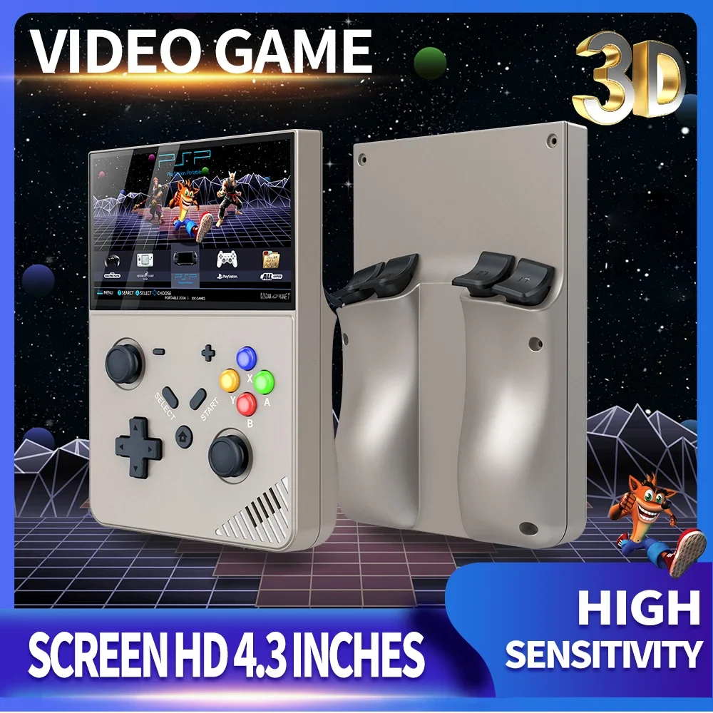 Portable Retro Gaming Console R43 PRO Handheld Game Player 4.3” Screen 256G 70000+ Games for PS1 PSP N64 Play Anytime Anywhere