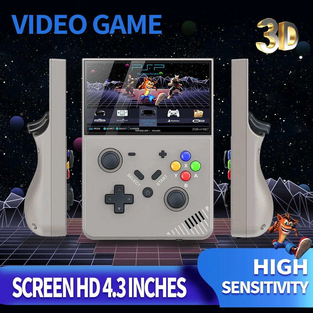 Portable Retro Gaming Console R43 PRO Handheld Game Player 4.3” Screen 256G 70000+ Games for PS1 PSP N64 Play Anytime Anywhere