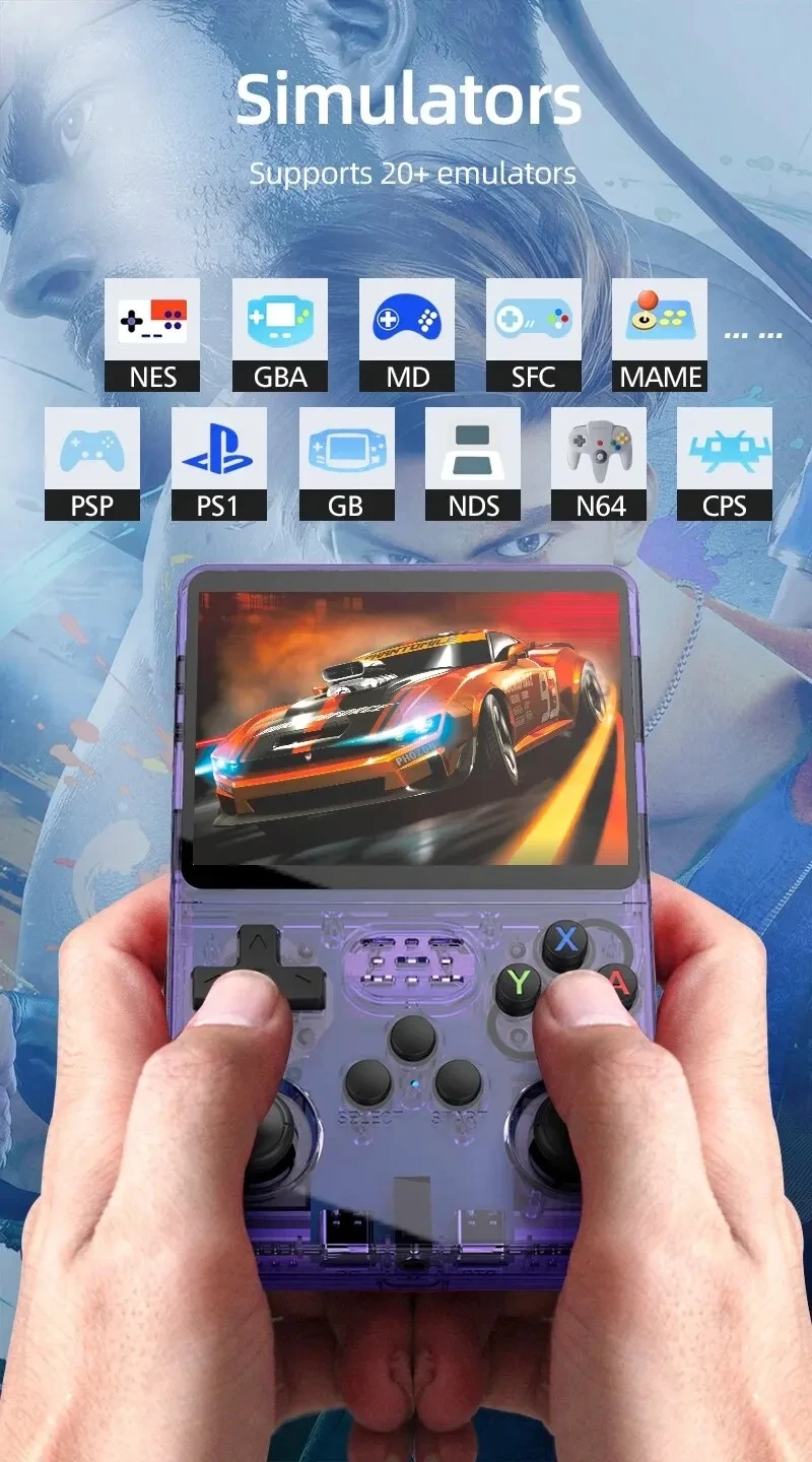 Open Source R36S Retro Handheld Video Game Console Linux System 3.5 Inch IPS Screen Portable Pocket Video Player 64GB Games