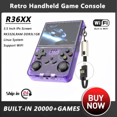 R36XX Game Console Mini Pocket Handheld Game Player 3.5'' IPS Portable Retro Linux Game Consola 128GB 15000+ Games