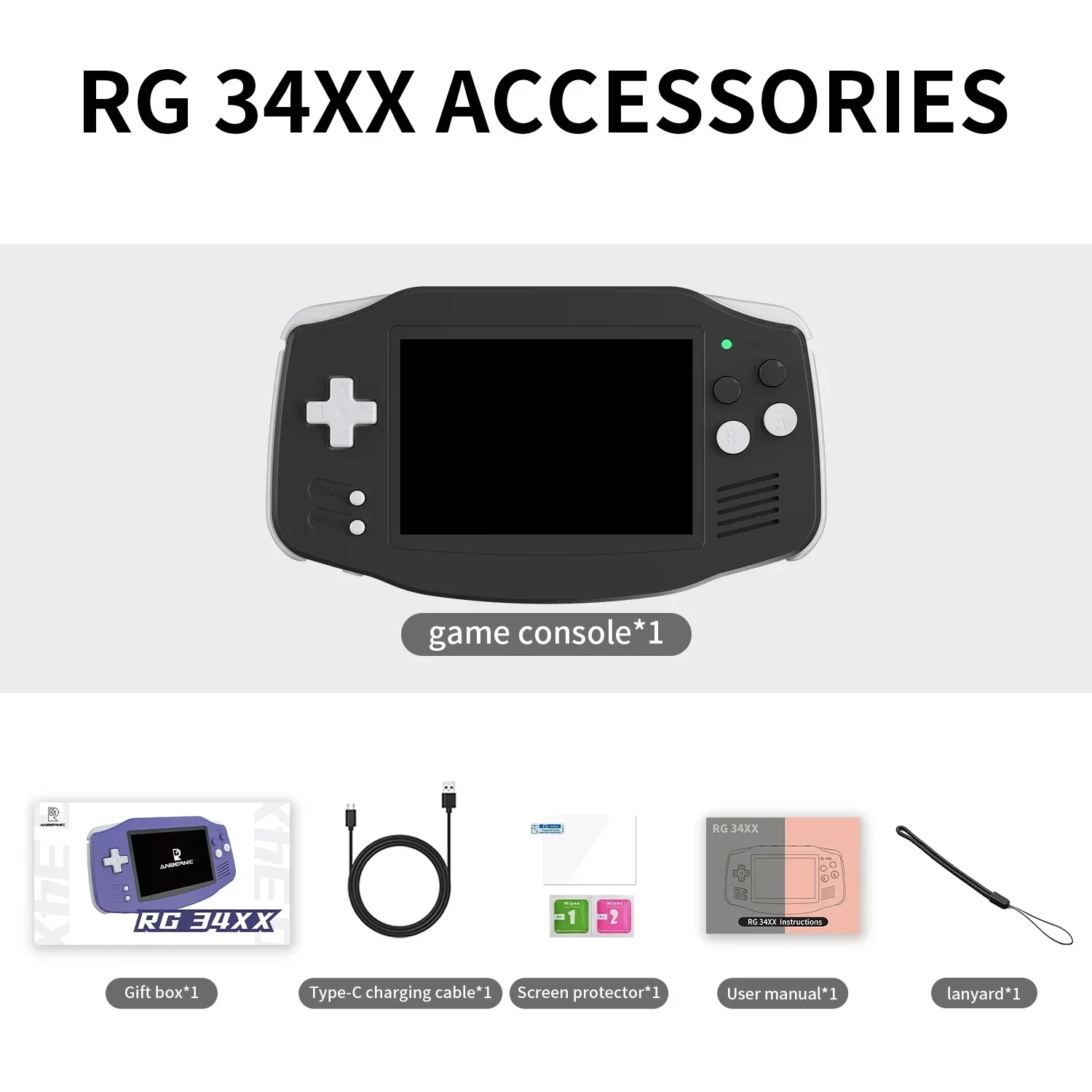 ANBERNIC -Retro Handheld Game Console RG34XX 64 Bit Linux System IPS Screen 3.4 Inch Game Player Gift for Kids