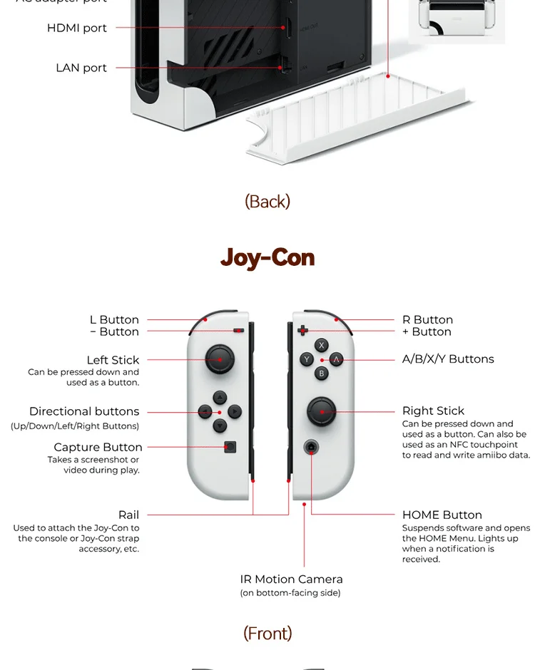 Nintendo Switch OLED Game Console 64GB White / Blue Red Set 7 Inch Touch Screen and 3 Game Modes Famicom Nintendo Switch OLED Game Console 64GB White / Blue Red Set 7 Inch Touch Screen and 3 Game Modes Famicom