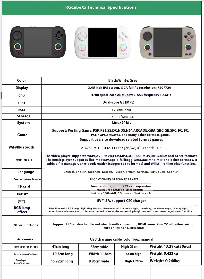 ANBERNIC RG Cube XX Handheld Game Console 3.95 Inch HDMI TV Connect WiFi Pairing Birthday Gift ANBERNIC RG Cube XX Handheld Game Console 3.95 Inch HDMI TV Connect WiFi Pairing Birthday Gift