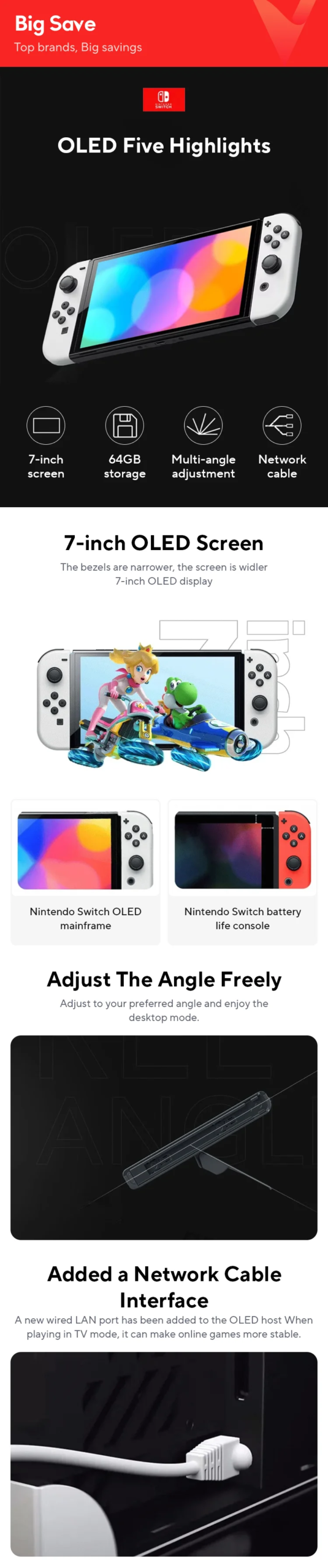 Nintendo Switch OLED Game Console 64GB 7-inch OLED Display Nintendo Switch OLED Game Console 64GB 7-inch OLED Display