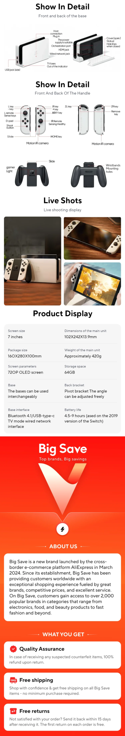 Nintendo Switch OLED Game Console 64GB 7-inch OLED Display Nintendo Switch OLED Game Console 64GB 7-inch OLED Display