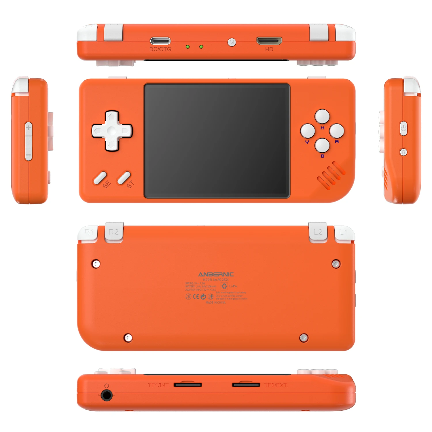 ANBERNIC RG28XX Handheld Game Console 2.83-inch 640*480 IPS Screen Linux System 3100mAh Support TV-HDMI-Output 64G 5000+ Games