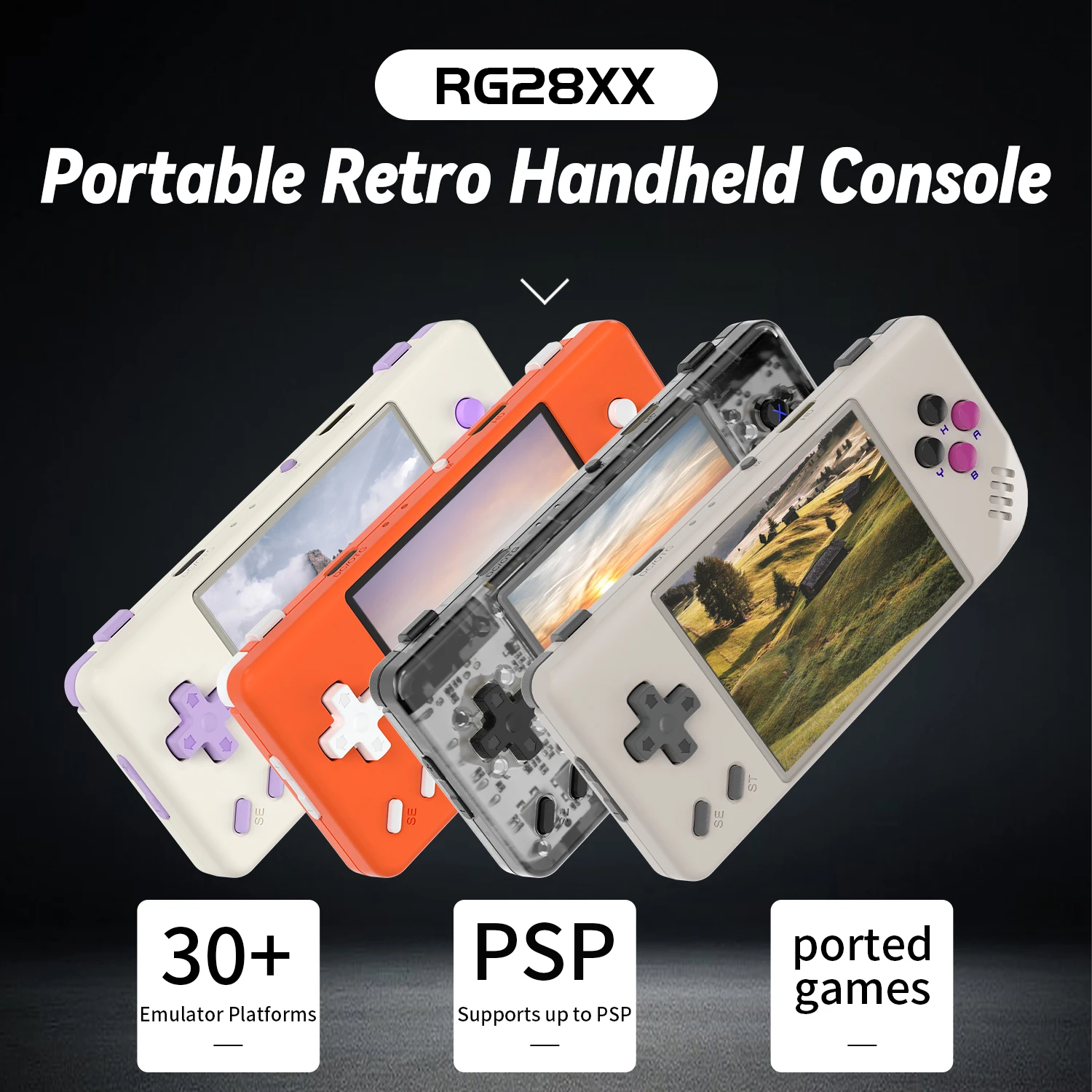 ANBERNIC RG28XX Handheld Game Console 2.83-inch 640*480 IPS Screen Linux System 3100mAh Support TV-HDMI-Output 64G 5000+ Games ANBERNIC RG28XX Handheld Game Console 2.83-inch 640*480 IPS Screen Linux System 3100mAh Support TV-HDMI-Output 64G 5000+ Games