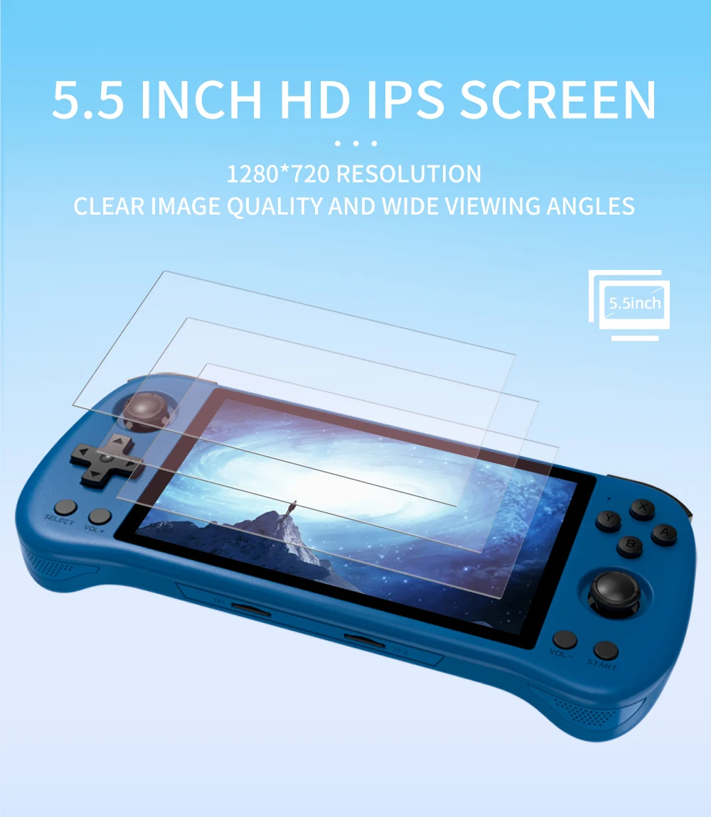 POWKIDDY X55 5.5 INCH 1280*720 IPS Screen RK3566 Handheld Game Console Open-Source Retro Console Children's gifts POWKIDDY X55 5.5 INCH 1280*720 IPS Screen RK3566 Handheld Game Console Open-Source Retro Console Children's gifts
