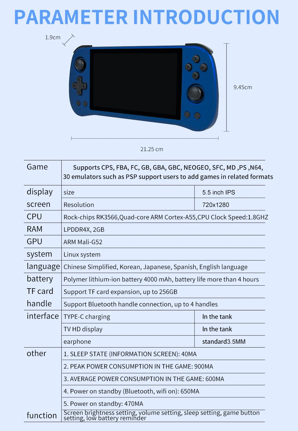 POWKIDDY X55 5.5 INCH 1280*720 IPS Screen RK3566 Handheld Game Console Open-Source Retro Console Children's gifts POWKIDDY X55 5.5 INCH 1280*720 IPS Screen RK3566 Handheld Game Console Open-Source Retro Console Children's gifts