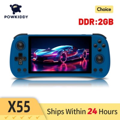 POWKIDDY X55 5.5 INCH 1280*720 IPS Screen RK3566 Handheld Game Console Open-Source Retro Console Children's gifts
