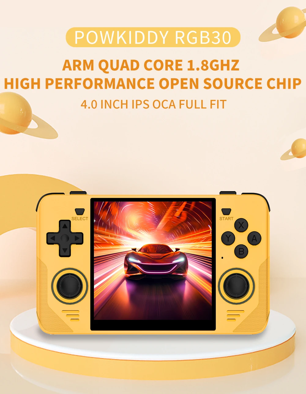 POWKIDDY RGB30 Yellow 720*720 4 Inch Ips Screen Built-in WIFI RK3566 Open-Source Retro Handheld Game Console Children's Gifts POWKIDDY RGB30 Yellow 720*720 4 Inch Ips Screen Built-in WIFI RK3566 Open-Source Retro Handheld Game Console Children's Gifts
