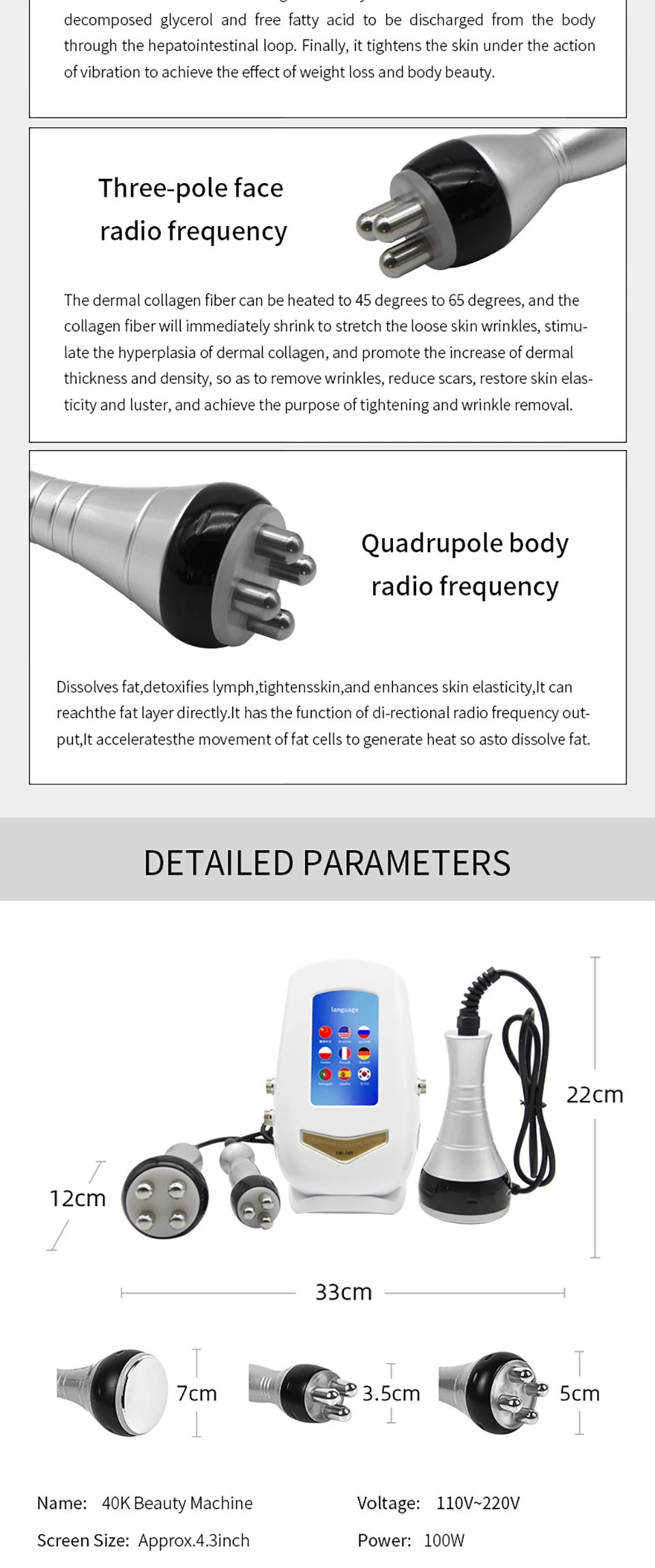 2022 Hot Selling 40K Ultrasonic Cavitation Body Facial Radiofrequency Massage Weight Loss Machine Body Shaping Slimming Fat Burn 2022 Hot Selling 40K Ultrasonic Cavitation Body Facial Radiofrequency Massage Weight Loss Machine Body Shaping Slimming Fat Burn