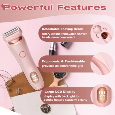 Electric Razors for Women 2 In 1 Bikini Trimmer Face Shavers Hair Removal for Underarms Legs Ladies Body Trimmer IPX7 Waterproof - Image 4