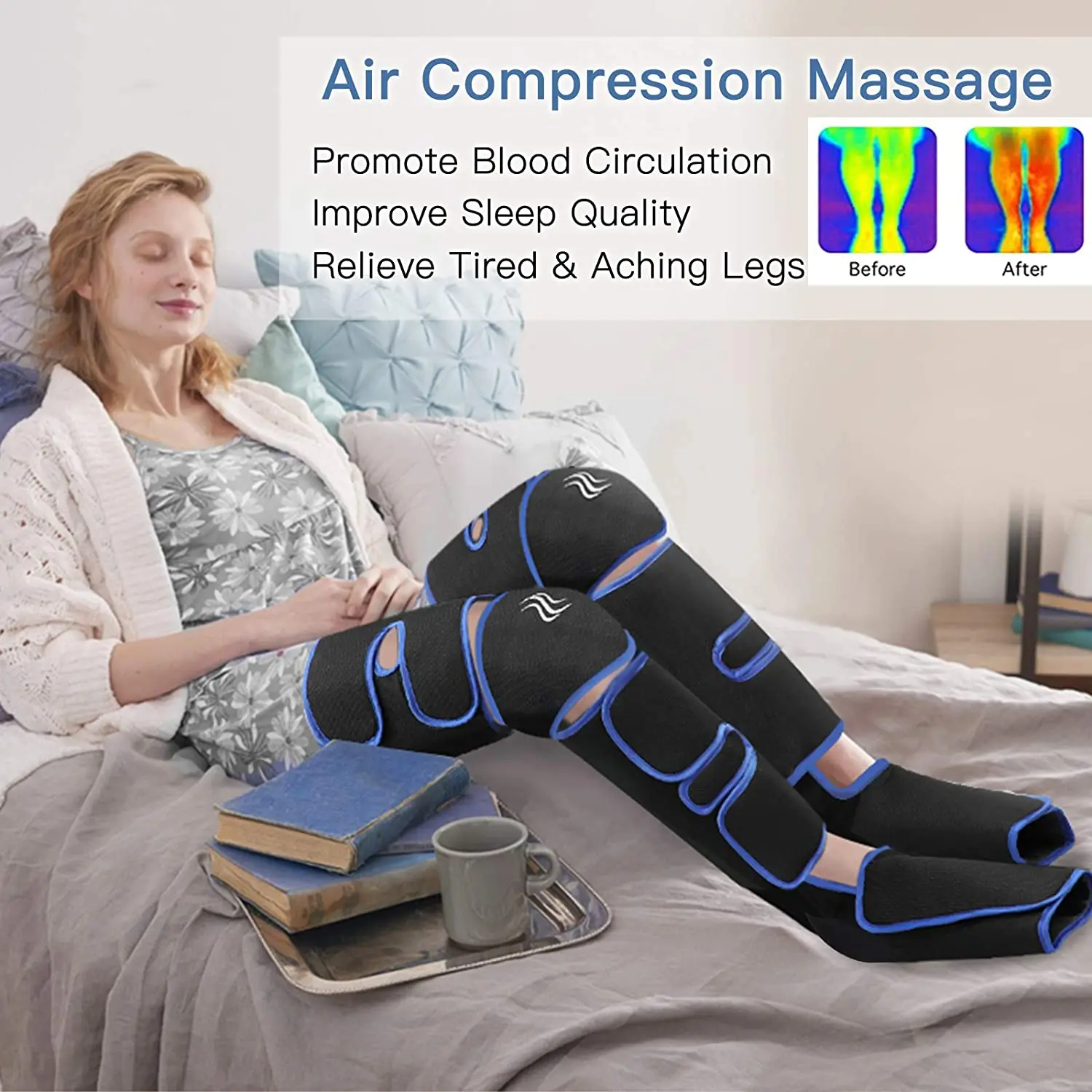 Foot air pressure leg massager promotes blood circulation, body massager, muscle relaxation, lymphatic drainage device 360° Foot air pressure leg massager promotes blood circulation, body massager, muscle relaxation, lymphatic drainage device 360°