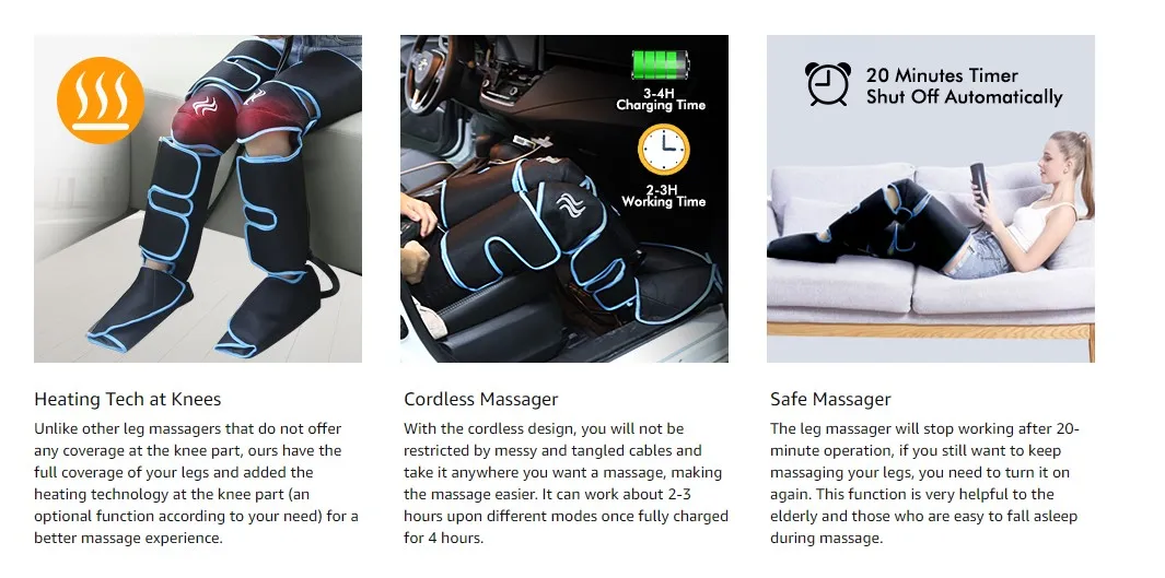 Foot air pressure leg massager promotes blood circulation, body massager, muscle relaxation, lymphatic drainage device 360° Foot air pressure leg massager promotes blood circulation, body massager, muscle relaxation, lymphatic drainage device 360°