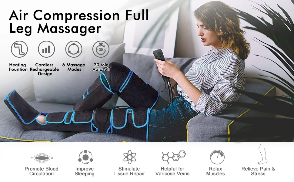 Foot air pressure leg massager promotes blood circulation, body massager, muscle relaxation, lymphatic drainage device 360° Foot air pressure leg massager promotes blood circulation, body massager, muscle relaxation, lymphatic drainage device 360°