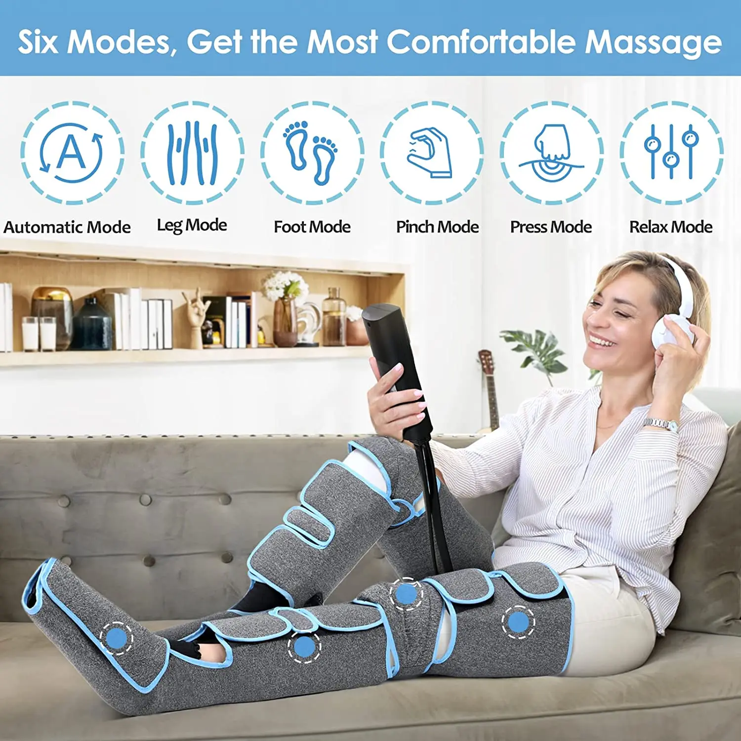 Foot air pressure leg massager promotes blood circulation, body massager, muscle relaxation, lymphatic drainage device 360° Foot air pressure leg massager promotes blood circulation, body massager, muscle relaxation, lymphatic drainage device 360°