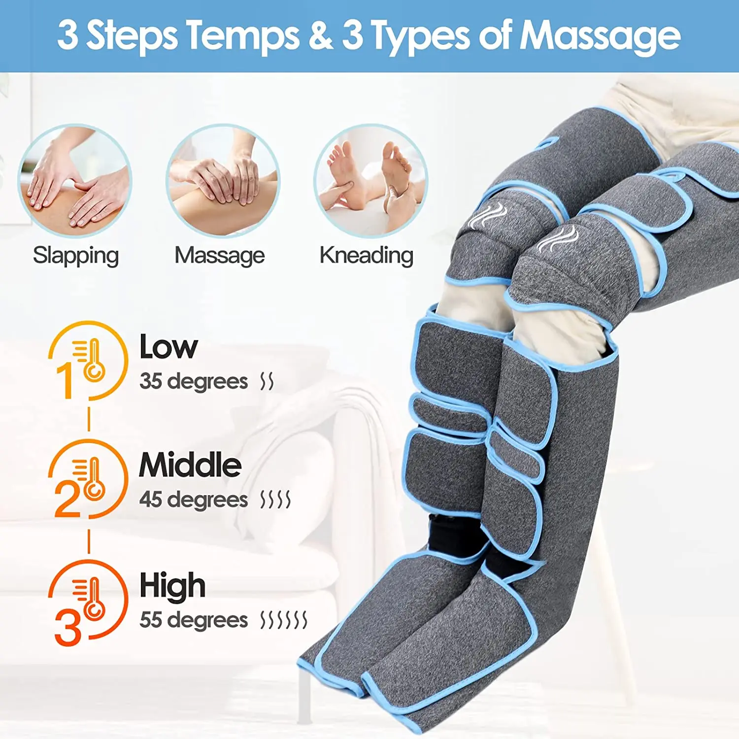 Foot air pressure leg massager promotes blood circulation, body massager, muscle relaxation, lymphatic drainage device 360° Foot air pressure leg massager promotes blood circulation, body massager, muscle relaxation, lymphatic drainage device 360°
