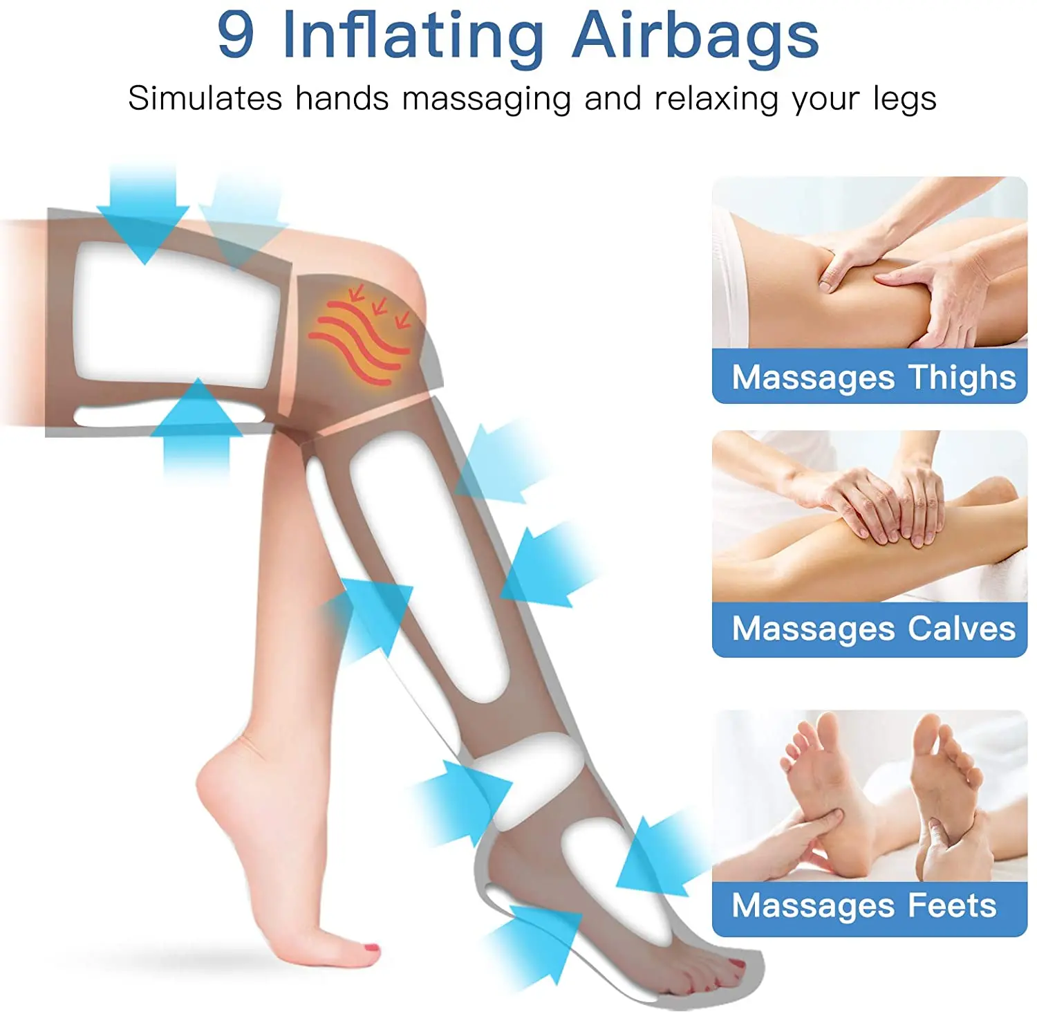 Foot air pressure leg massager promotes blood circulation, body massager, muscle relaxation, lymphatic drainage device 360° Foot air pressure leg massager promotes blood circulation, body massager, muscle relaxation, lymphatic drainage device 360°