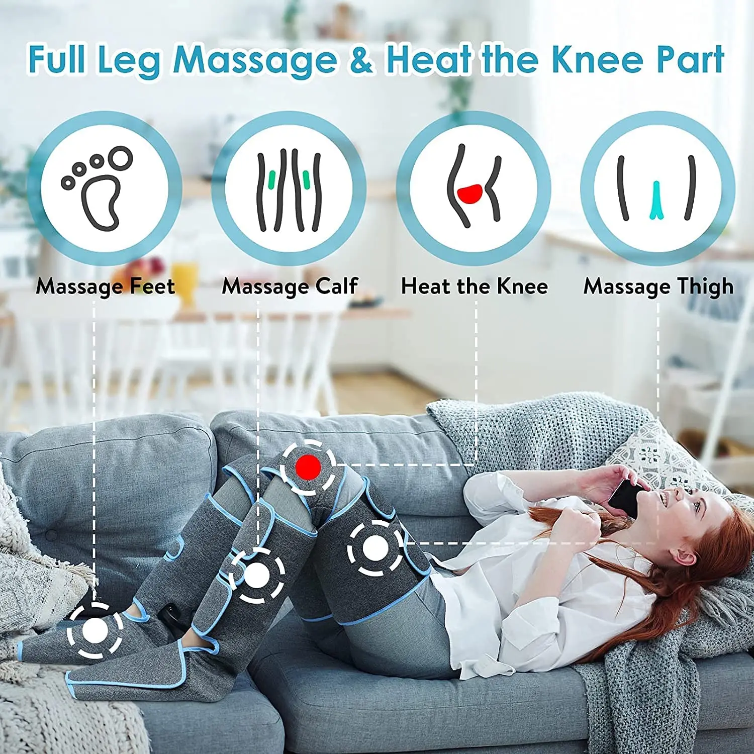Foot air pressure leg massager promotes blood circulation, body massager, muscle relaxation, lymphatic drainage device 360° Foot air pressure leg massager promotes blood circulation, body massager, muscle relaxation, lymphatic drainage device 360°