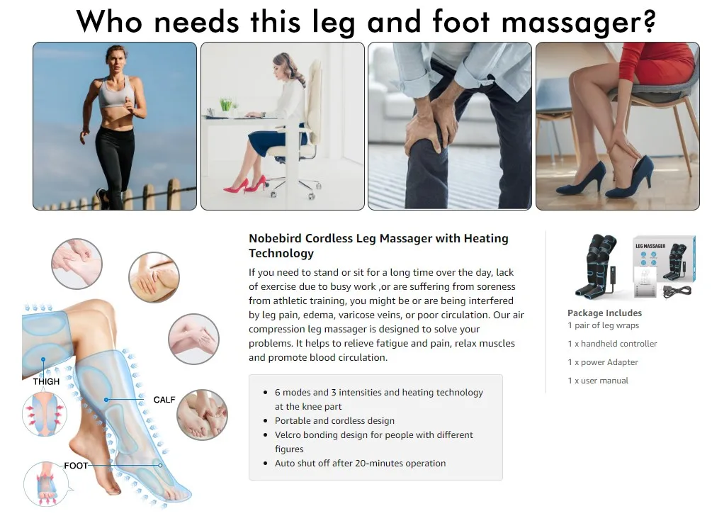 Foot air pressure leg massager promotes blood circulation, body massager, muscle relaxation, lymphatic drainage device 360° Foot air pressure leg massager promotes blood circulation, body massager, muscle relaxation, lymphatic drainage device 360°