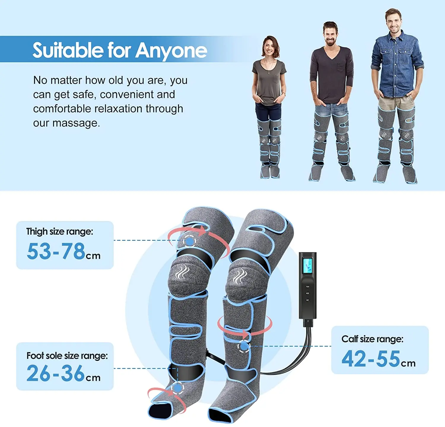 Foot air pressure leg massager promotes blood circulation, body massager, muscle relaxation, lymphatic drainage device 360° Foot air pressure leg massager promotes blood circulation, body massager, muscle relaxation, lymphatic drainage device 360°