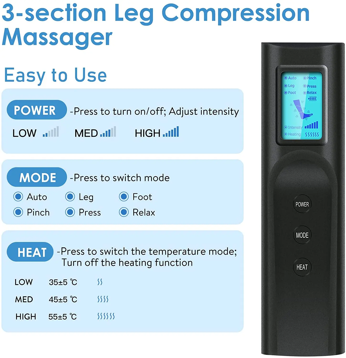 Foot air pressure leg massager promotes blood circulation, body massager, muscle relaxation, lymphatic drainage device 360° Foot air pressure leg massager promotes blood circulation, body massager, muscle relaxation, lymphatic drainage device 360°