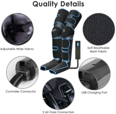 Foot air pressure leg massager promotes blood circulation, body massager, muscle relaxation, lymphatic drainage device 360° - Image 5
