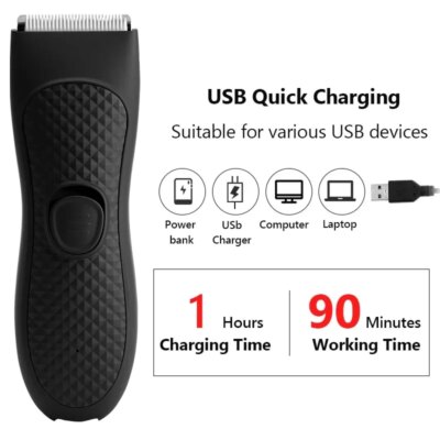 Men's Electric Groin Hair Trimmer Pubic Hair Trimmer Body Grooming Clipper for Men Bikini Epilator Rechargeable Shaver Razor - Image 2