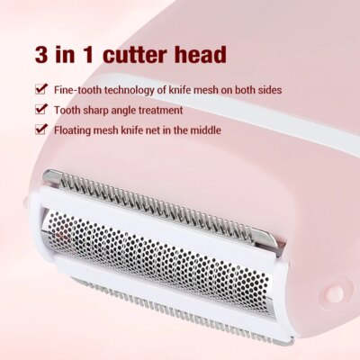 Electric Shaver for Women Waterproof Wet & Dry Hair Razors 2 in 1 Double Head Dual Bikini Ladies Body Hair Trimmer Head Shaver - Image 3
