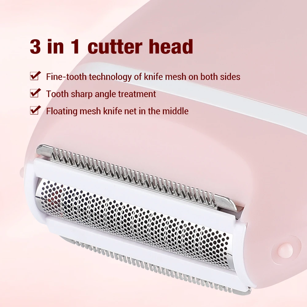 Electric Shaver for Women Waterproof Wet & Dry Hair Razors 2 in 1 Double Head Dual Bikini Ladies Body Hair Trimmer Head Shaver