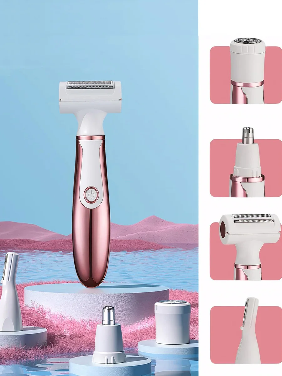 Electric Shaver 4 in 1 for Women, Portable Electric Razor for Women, Rechargeable Women Electric Trimmer for Face Arm Body Legs