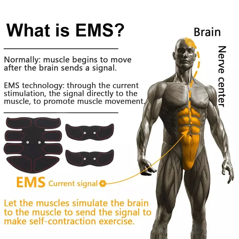 Electric Muscle Stimulator EMS Wireless Buttocks Hip Trainer Abdominal ABS Stimulator Fitness Body Slimming Massager