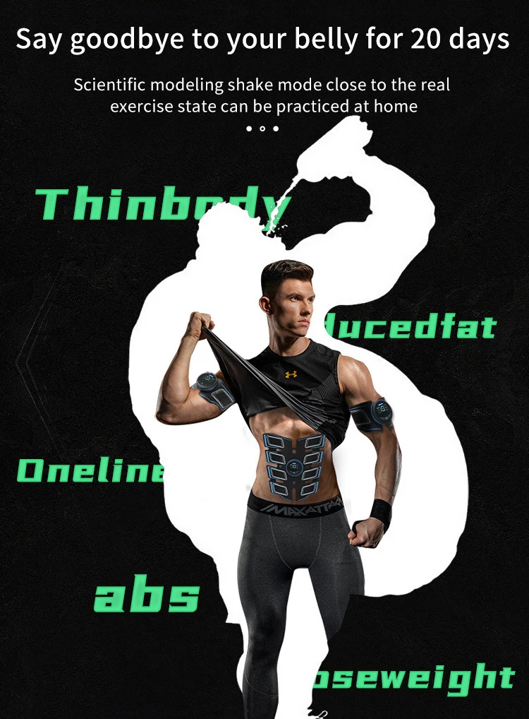 EMS Abdominal Muscle Trainer Portable Massager Electronic Training Belt Exercise Fitness Equipment Toning Arm Back Body Massager
