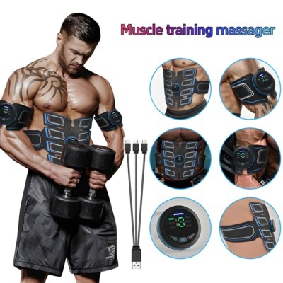 EMS Abdominal Muscle Trainer Portable Massager Electronic Training Belt Exercise Fitness Equipment Toning Arm Back Body Massager