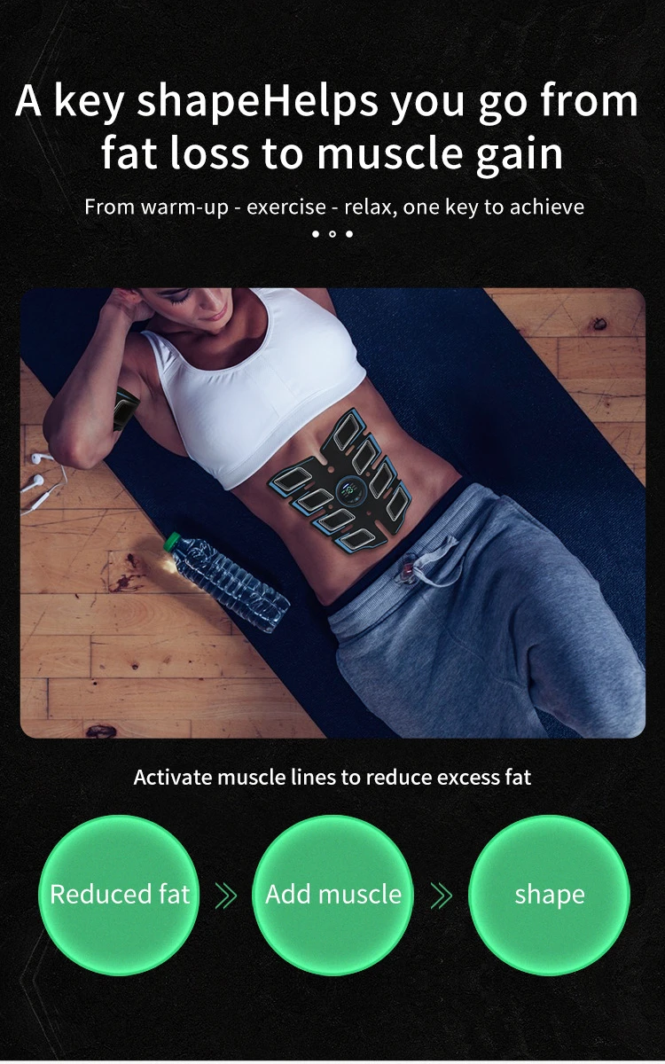 EMS Abdominal Muscle Trainer Portable Massager Electronic Training Belt Exercise Fitness Equipment Toning Arm Back Body Massager