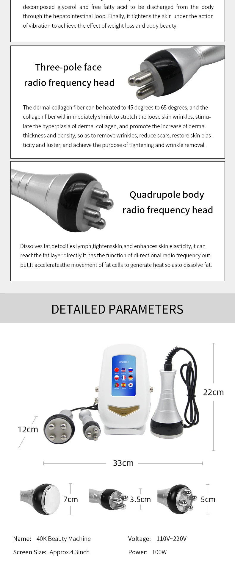 3IN1 40K Ultrasonic Cavitation Radio Frequency Weight Loss Massage Shaping Anti-aging Anti-wrinkle Firming Skin Cellulite Burn 3IN1 40K Ultrasonic Cavitation Radio Frequency Weight Loss Massage Shaping Anti-aging Anti-wrinkle Firming Skin Cellulite Burn