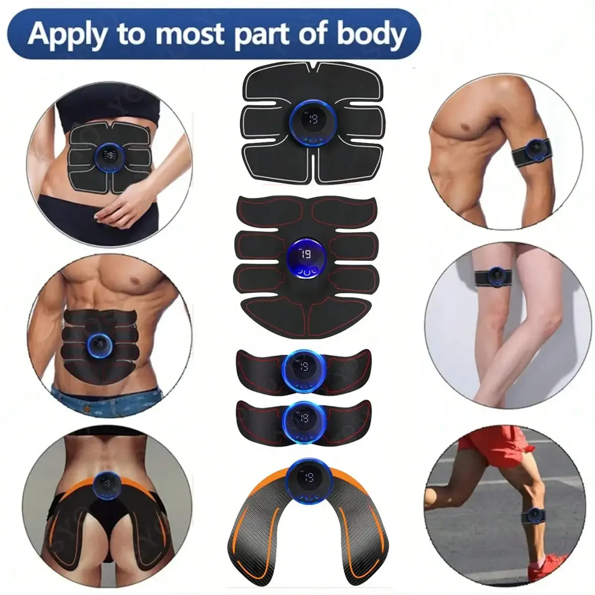 5-In-1 Wireless Muscle Stimulator:Usb Rechargeable, 19 Speeds, Whole Body Fitness, Abdominal & Hip Training, Myofascial Massager