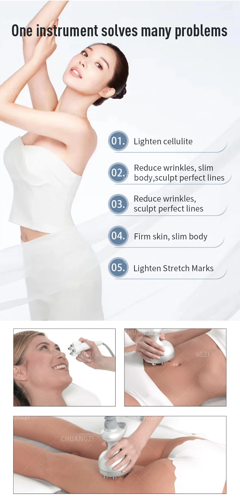 Professional multi-function wrinkle removal. Lose weight. Firms the skin. Integrated machine. We sell at factory price.