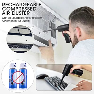 Portable  Air Blower & Vacuum Cleaner 2 in 1 Compressed Air Duster 7500mAh Cordless Duster Blower for Keyboard Computer Cleaning - Image 5