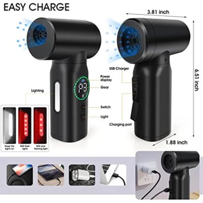 Portable  Air Blower & Vacuum Cleaner 2 in 1 Compressed Air Duster 7500mAh Cordless Duster Blower for Keyboard Computer Cleaning - Image 4