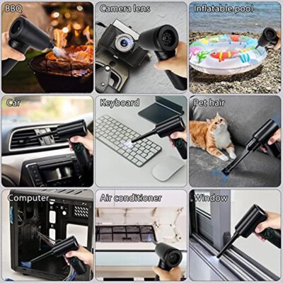 Portable  Air Blower & Vacuum Cleaner 2 in 1 Compressed Air Duster 7500mAh Cordless Duster Blower for Keyboard Computer Cleaning - Image 6