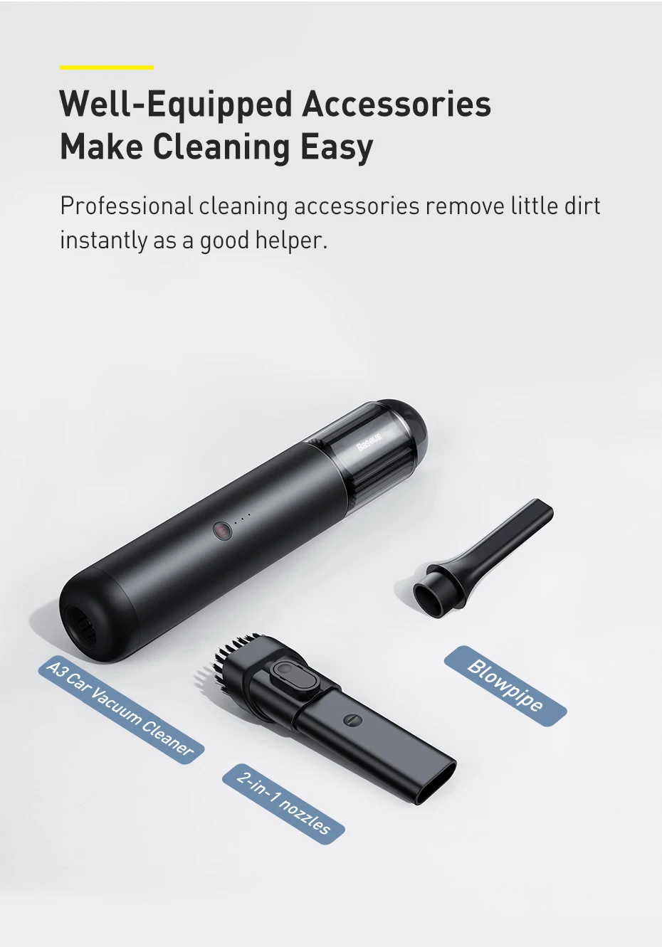 Baseus A3 15000Pa Car Vacuum Cleaner Wireless Cleaner Mini Portable Powerful Auto Vacuum Cleaner Air Blower W LED for Home Car Baseus A3 15000Pa Car Vacuum Cleaner Wireless Cleaner Mini Portable Powerful Auto Vacuum Cleaner Air Blower W LED for Home Car