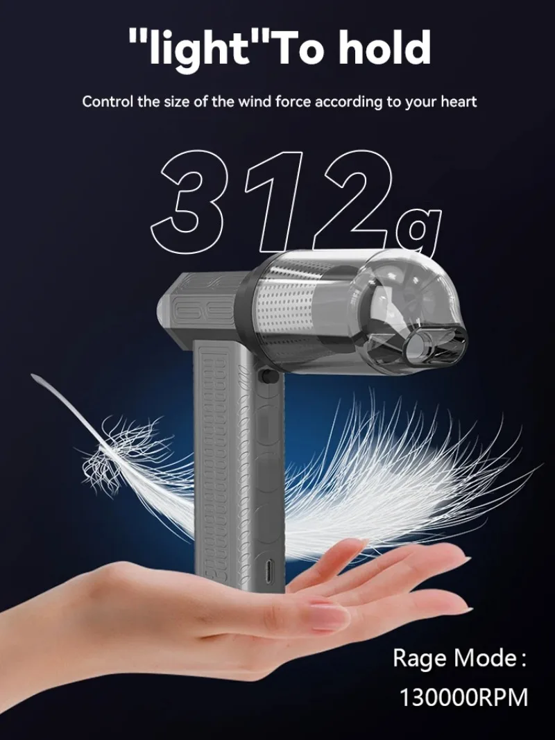 130000RPM Turbofan Air Blower Air gun Mini Turbo Jet Fan Brushless Motor Handheld Duct Fan Portable Charging Cleaning Car Vacuum