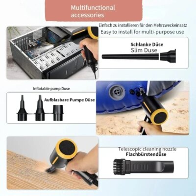 Electric Air Blower Duster &Air Pump 3-in-1,Canned air Compressed Air Cans for Computer Desk cleaner Keyboard Cleaner for Office - Image 4