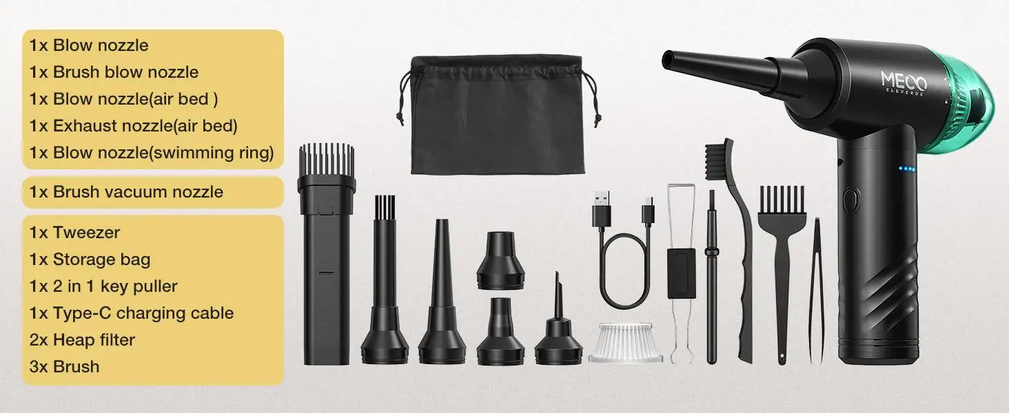 ME-CR1 Electric Air Duster 13000PA Rechargeable Compressed Vacuum Cleaner 110000RPM Keyboard Air Blower 2 Smart Start Modes ME-CR1 Electric Air Duster 13000PA Rechargeable Compressed Vacuum Cleaner 110000RPM Keyboard Air Blower 2 Smart Start Modes